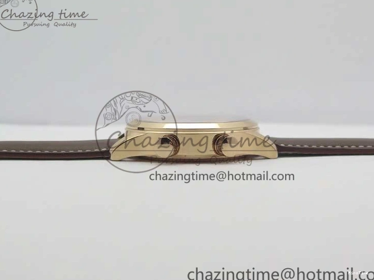 MIROTIME 1219 Calatrava 5524R Pilot Travel Time RG GRF Brown Dial on Brown Leather Strap MIYOTA TopPick 7155